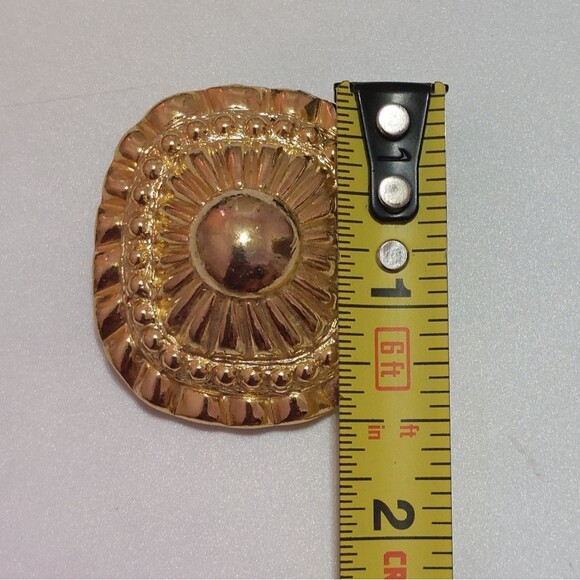 Vintage Gold Tone Dome Shaped Textured Scarf Ring Clip Rectangle Smooth Corners - Picture 7 of 8